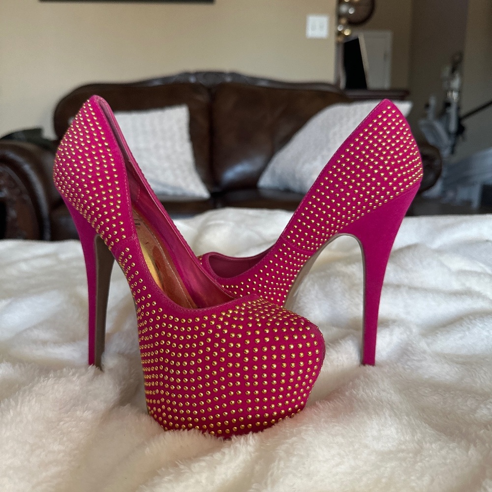 High platform heels.